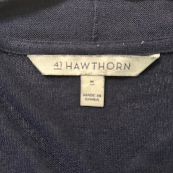 41 Hawthorn Womans Cardigan Top Blue Size Medium Solid Long Sleeve Open Front - Picture 3 of 6